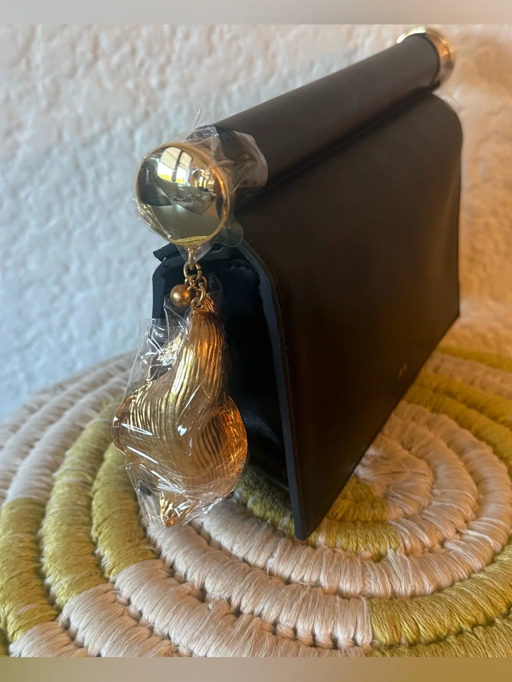 JW PEI Holly Metal Pendant Embellished Clutch Black
